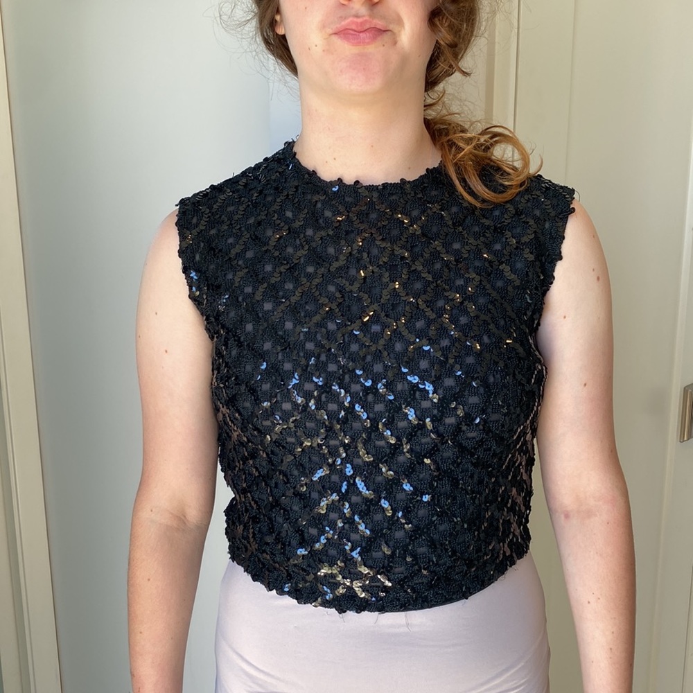 Vintage 60's Glam Sequined Top KORET of California Fitted Crop Length - Picture 3 of 9